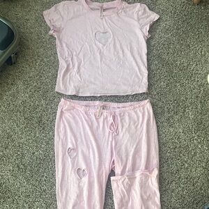 Skims limited edition Valentine’s Day Pink Heart Cutout Pajama Set